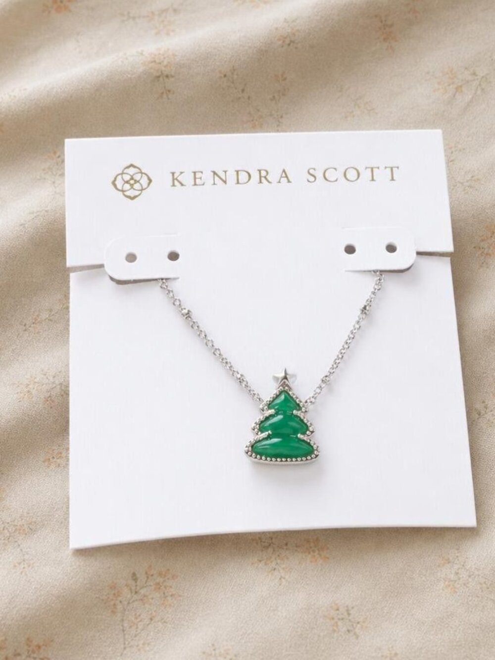Kendra Scott Holiday Tree Silver Short Pendant Necklace